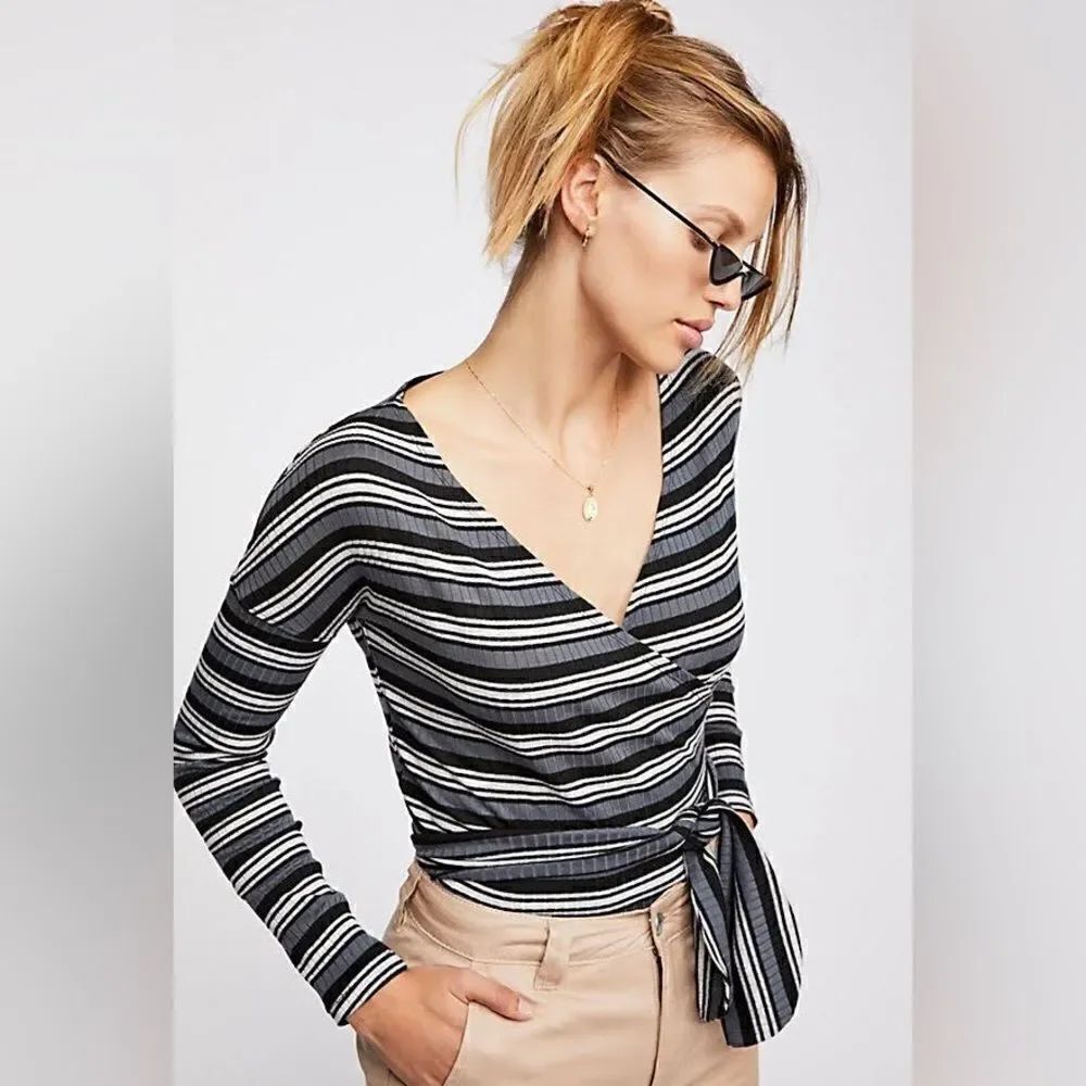 Free People Always With Me Striped Crop Top Size XS